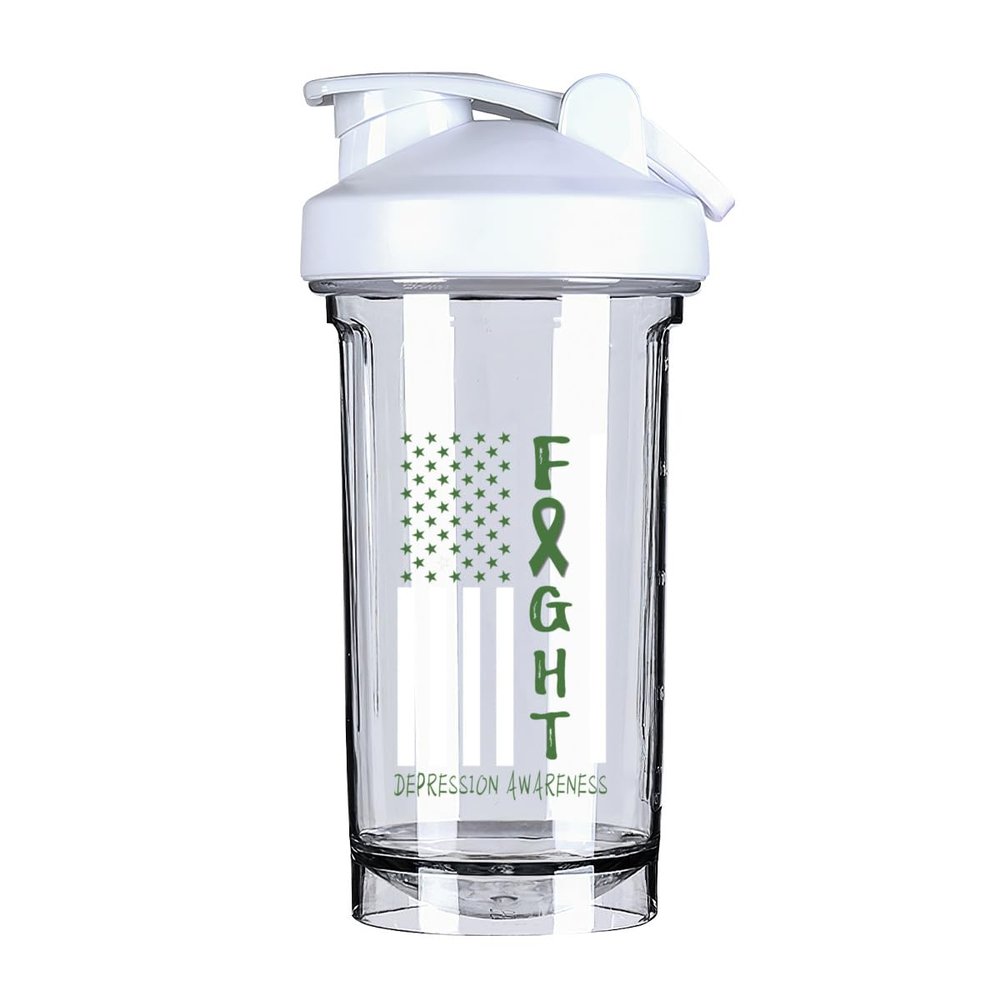 Breast Cancer Warrior Support Squad Depression Awareness 18 Ounce Shaker Cup,Fashion Theme Pattern Shaker Bottle Leak-proof Workout Shake Bottles 500ML/18 oz Perfect for Pre Workout-3-1
