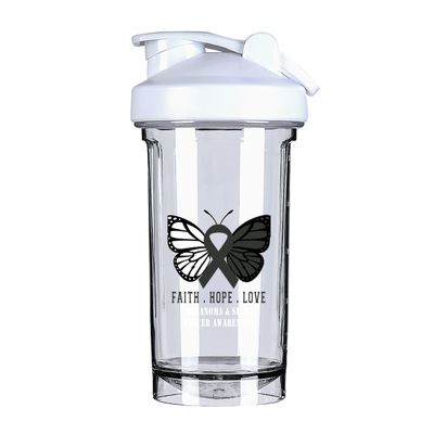 Butterfly Melanoma & skin Cancer Awareness 18 Ounce Shaker Cup,Fashion Theme Pattern Shaker Bottle Leak-proof Workout Shake Bottles 500ML/18 oz Perfect for Pre Workout