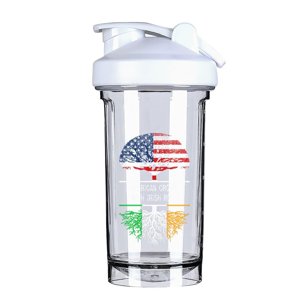 America Crown With Irish Roots 18 Ounce Shaker Cup,Fashion Theme Pattern Shaker Bottle Leak-proof Workout Shake Bottles 500ML/18 oz Perfect for Pre Workout