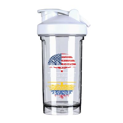 America Crown With Colombia Roots 18 Ounce Shaker Cup,Fashion Theme Pattern Shaker Bottle Leak-proof Workout Shake Bottles 500ML/18 oz Perfect for Pre Workout
