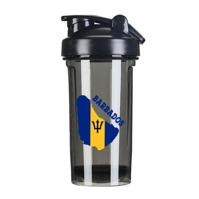 Barbados Map Flag 18 Ounce Shaker Cup,Fashion Theme Pattern Shaker Bottle Leak-proof Workout Shake Bottles 500ML/18 oz Perfect for Pre Workout