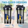 Barbados Map Flag 18 Ounce Shaker Cup,Fashion Theme Pattern Shaker Bottle Leak-proof Workout Shake Bottles 500ML/18 oz Perfect for Pre Workout view 3