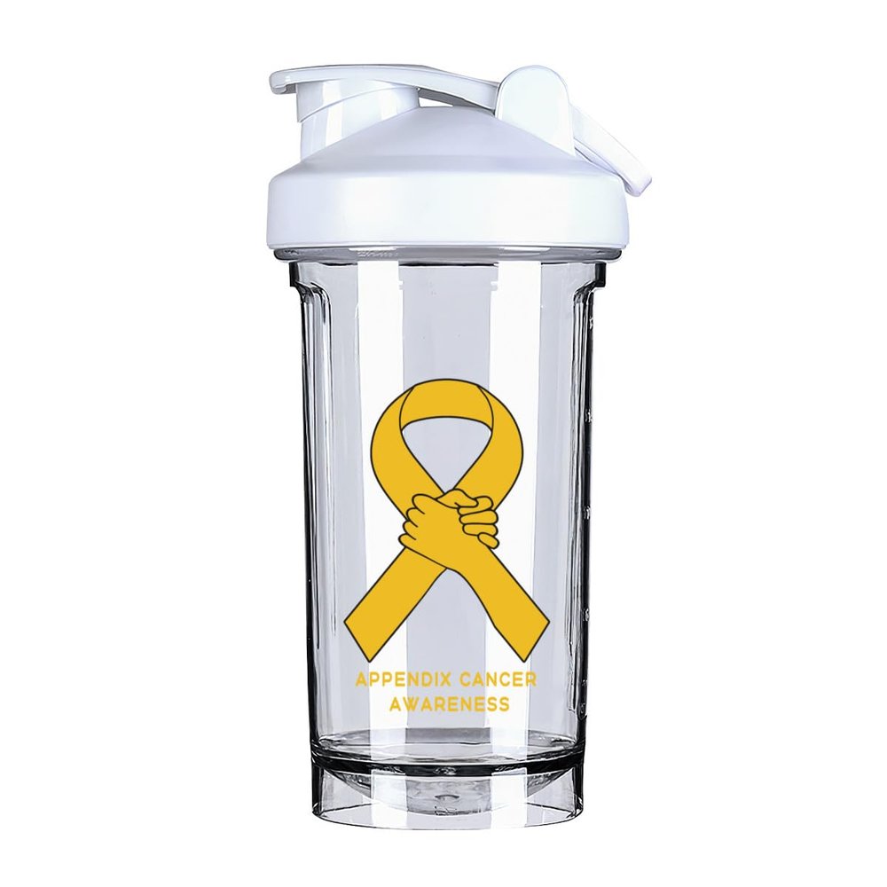 Appendix Cancer Awareness 18 Ounce Shaker Cup,Fashion Theme Pattern Shaker Bottle Leak-proof Workout Shake Bottles 500ML/18 oz Perfect for Pre Workout