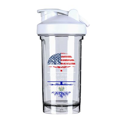 America Crown With El Salvadorean Roots 18 Ounce Shaker Cup,Fashion Theme Pattern Shaker Bottle Leak-proof Workout Shake Bottles 500ML/18 oz Perfect for Pre Workout