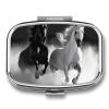 Black and White Horses Pill Box for Pocket Square Pill Box 2 Compartment Decorative Portable Travel Pill Holder Tablet Vitamin Organizer Mini Pill Case view 1