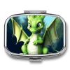 Dragon Cute Pill Box for Pocket Square Pill Box 2 Compartment Decorative Portable Travel Pill Holder Tablet Vitamin Organizer Mini Pill Case view 1