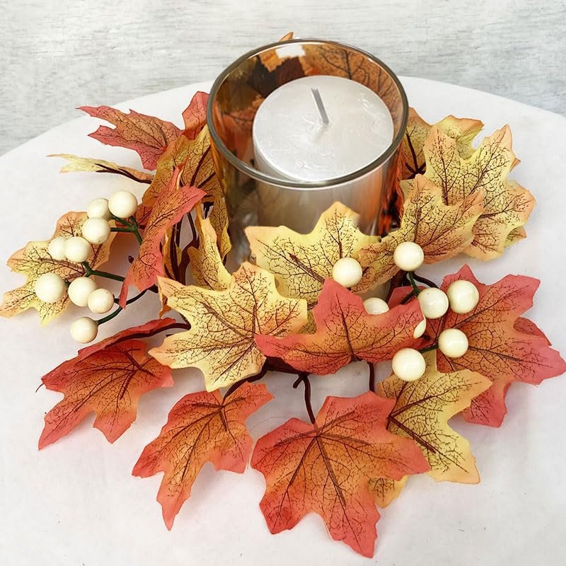 1 Set of Creative Simulation Maple Leaf Wreath Decoration, Commemorative Day, Holiday Party Decoration, Garden Courtyard Decoration, Halloween, Thanksgiving, Christmas Scene Decoration