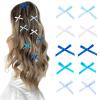 Elecrelive 100Pcs Mini Satin Ribbon Bows DIY Craft Tiny Bows Gradient Blue Small Ribbon Bowknot Ornaments Christmas Bows for Hair Clip Gift Wrapping Bouquet Home Wedding Decoration view 3