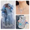 Elecrelive 100Pcs Mini Satin Ribbon Bows DIY Craft Tiny Bows Gradient Blue Small Ribbon Bowknot Ornaments Christmas Bows for Hair Clip Gift Wrapping Bouquet Home Wedding Decoration view 4