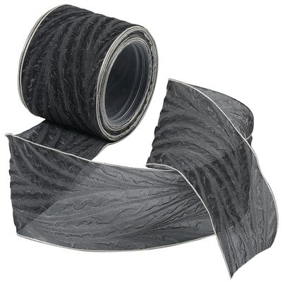 GORGECRAFT 1.6 Inch x 10 Yards Crinkle Organza Wired Ribbon Decorative Wrinkled Chiffon Fabric Flower Wrapping Ribbon Yarn for Gift Packing Wreath Hair Bows Making Wedding Garland Holiday Home Black