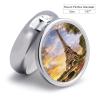 Round Metal Pill Box,Eiffel Tower Paris Printed Travel Pill Organizer Portable Pill Container Small Pill Box for Purse and Pocket for Storing Vitamins, Medicines and Supplements view 2