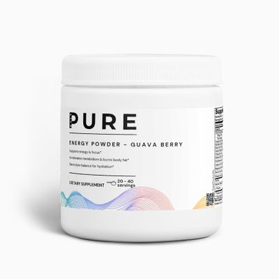 PURE LIFE Energy Powder Guava Berry Flavor Sugar-Free Natural Drink Mix | Organic Powder for Workout, Focus & Endurance | 40 Servings | Pure Energy Booster Supplement 3.52oz (99g)