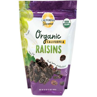 Organic Thompson Raisins, Non-GMO, Sun-Dried, Sweet and Nutrient-Rich Snack, 2 lb Bag