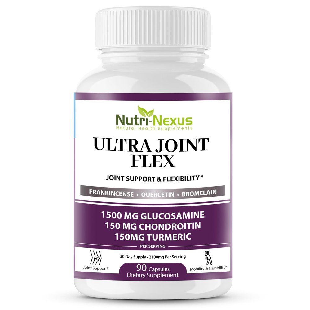 NUTRI-NEXUS Joint Support Supplement with Glucosamine Chondroitin MSM Turmeric Boswellia - for Men and Women - Promotes Mobility, Flexibility, and Comfort - Made in USA - 90 Capsules