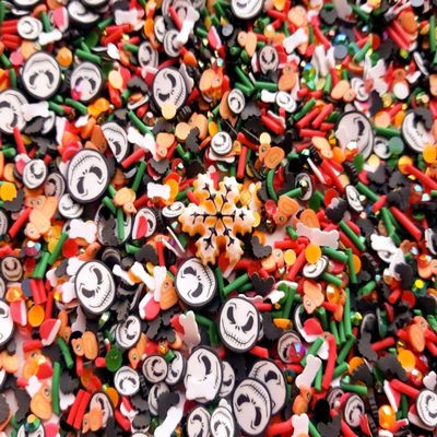 Making Christmas Sprinkle Mix, Halloween and Xmas Holiday Polymer Clay Fake Sprinkles, Decoden Funfetti Jimmies - Non Edible (Container)