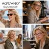 AQWANO Blue Light Blocking Reading Glasses - Computer Readers Women 4 Pair Ladies +2.25 Stylish Cat Eye Frames Anti Blue Ray Eyeglasses, with Sun Readers view 3