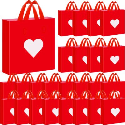 Wesnoy 48 Pcs Mother's Day Plastic Shopping Bags Bulk 10 x 13'' Large Gift Bags with Handle Mom Gift Bag Heart Reusable Shopping Bag for Mother's Day Party Supplies (White)