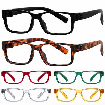 Eyekepper Metalless Screwless Reading Glasses Spring Hinges 6 Pack Vintage Readers for Men +1.50