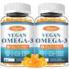 2 Pack Omega-3 Gummies Potent Algae Omega Source, Boost Brain, Eye & Immune Function, with DHA and EPA Vegan & Sugar Free, Orange Flavor, 120 Count view 1