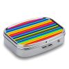 Rainbow Pattern Pill Box for Women Men Pocket Square Pill Case Decorative Box Medicine Vitamin Metal Pill Organizer Portable Pill Holder for Travel Unique Gift view 3