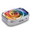 Rainbow Rose Flower Pill Box for Women Men Pocket Square Pill Case Decorative Box Medicine Vitamin Metal Pill Organizer Portable Pill Holder for Travel Unique Gift view 3