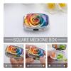 Rainbow Rose Flower Pill Box for Women Men Pocket Square Pill Case Decorative Box Medicine Vitamin Metal Pill Organizer Portable Pill Holder for Travel Unique Gift view 4