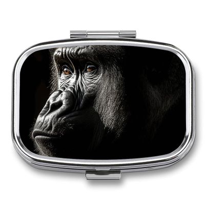 an Adult Gorilla Pill Box for Women Men Pocket Square Pill Case Decorative Box Medicine Vitamin Metal Pill Organizer Portable Pill Holder for Travel Unique Gift