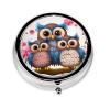 Small Pill Box 3 Compartment Cute Owls Pill Box for Pocket or Purse Decorative Metal Pill Organizer Portable Travel Pillbox Round Medicine Vitamin Holder Unique Gift view 2
