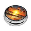 Small Pill Box 3 Compartment Beach Sunrise Pill Box for Pocket or Purse Decorative Metal Pill Organizer Portable Travel Pillbox Round Medicine Vitamin Holder Unique Gift view 3