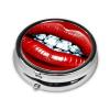 Small Pill Box 3 Compartment Red Lips with Diamond Pill Box for Pocket or Purse Decorative Metal Pill Organizer Portable Travel Pillbox Round Medicine Vitamin Holder Unique Gift view 3