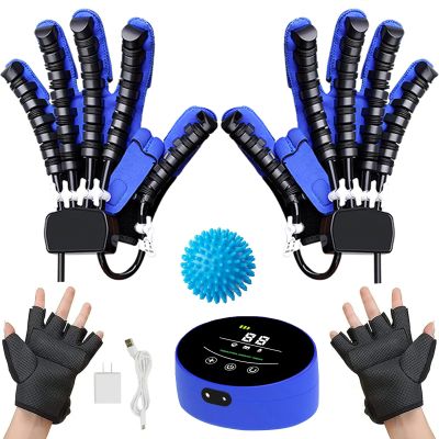 GAOXIAO Hand Rehabilitation Robot Gloves, Hand Exerciser Equipment Aids Robotic Glove for Patient with Cerebral Palsy Hemiplegia Stroke Arthritis Finger Rehabilitation Trainer Orthosis B Left XL
