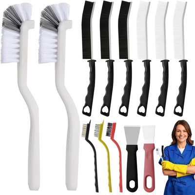 13PCS Crevice Cleaning Brush Set,Multifunctional Cleaning Brush Tools,Hard Bristle Crevice Cleaning Supplies for Kitchen, Bathroom, Cup,Window