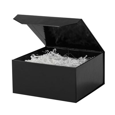 1 Pcs Small Black Gift Box 8x8x4 Inch Magnetic Gift Box Small Magnetic Box with Crinkle Paper Black Small Gift Box with Shredded Paper Luxury Gift Boxes with Lids for Presents