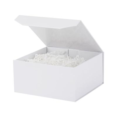 1 Pcs 6x6x3 Inch White Magnetic Gift Box Small Magnetic Box with Crinkle Paper White Small Gift Box with Shredded Paper Luxury Gift Boxes with Lids for Presents