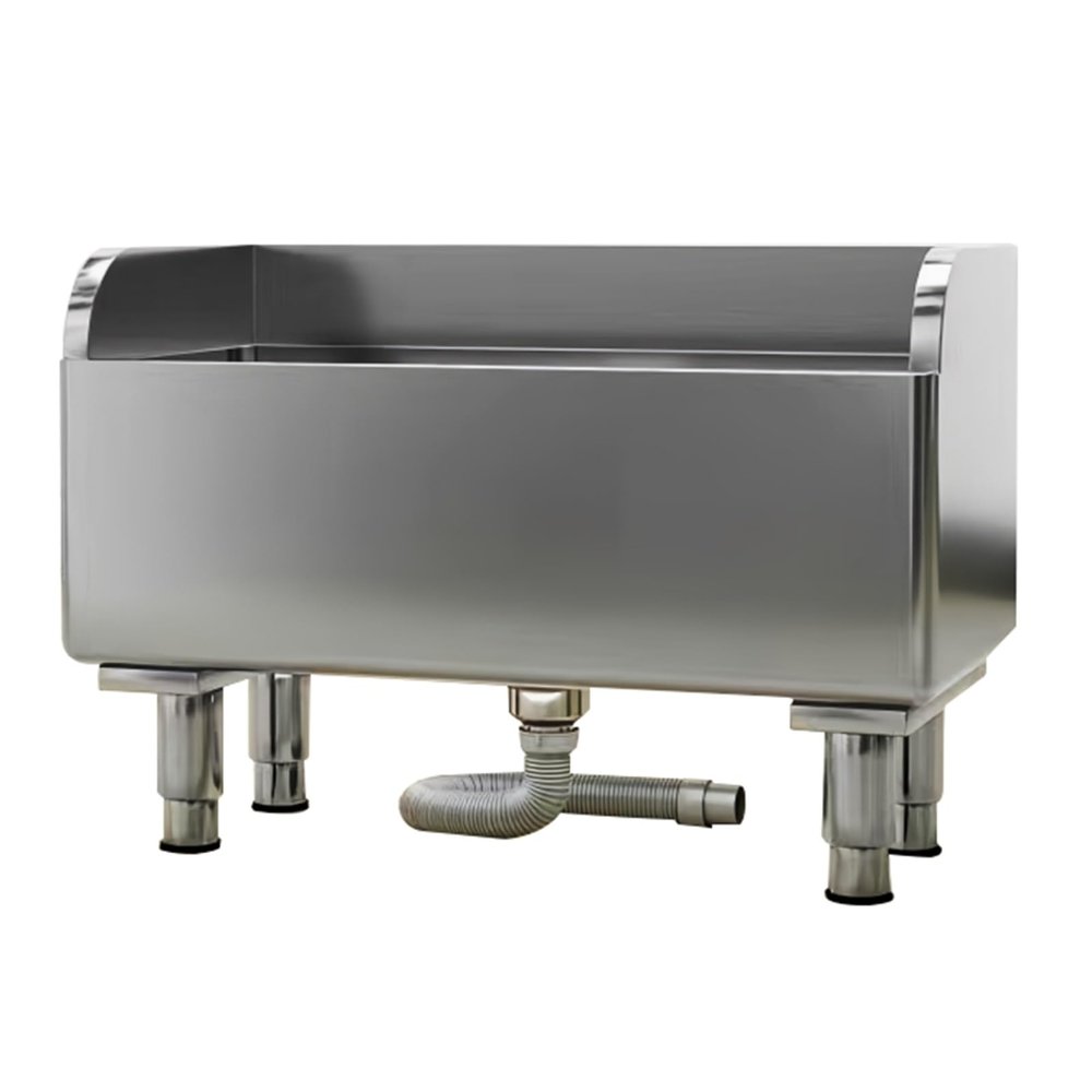 GOCHUSX Stainless Steel Mop Sink, Household Mop Buckets with Adjustable Leveling Feet, Floor Mount Mop Bucket for Outdoor Balcony Bathroom Kitchen Restaurant(45x41x60cm)