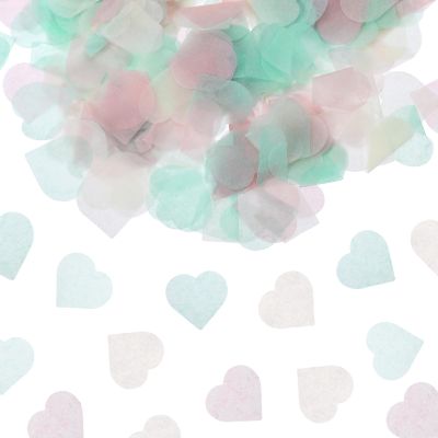 MECCANIXITY 2400 Pcs 1 Inch Hearts Paper Confetti Tissue Confetti Party Decoration for Balloon, Wedding, Valentine's Day Table Decorations, Green Pink