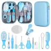 Baby Grooming Kit, Infant Safety Care Set with Hair Brush Comb Nail Clipper Nasal Aspirator,Baby Essentials Kit for Newborn Girls Boys (Blue) view 1