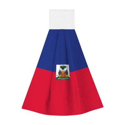 Haitian flag Hangable portable towel, velvet super absorbent kitchen towel, children's adult bathroom kitchen hanging towel
