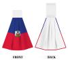 Haitian flag Hangable portable towel, velvet super absorbent kitchen towel, children's adult bathroom kitchen hanging towel view 2