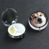 Small Pill Box 3 Compartment Animal Dog Photo Pill Box for Pocket or Purse Decorative Metal Pill Organizer Portable Travel Pillbox Round Medicine Vitamin Holder Unique Gift view 1