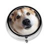 Small Pill Box 3 Compartment Animal Dog Photo Pill Box for Pocket or Purse Decorative Metal Pill Organizer Portable Travel Pillbox Round Medicine Vitamin Holder Unique Gift view 2