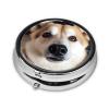 Small Pill Box 3 Compartment Animal Dog Photo Pill Box for Pocket or Purse Decorative Metal Pill Organizer Portable Travel Pillbox Round Medicine Vitamin Holder Unique Gift view 3