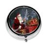 Small Pill Box 3 Compartment Merry Christmas Santa's Gift Pill Box for Pocket or Purse Decorative Metal Pill Organizer Portable Travel Pillbox Round Medicine Vitamin Holder Unique Gift view 2