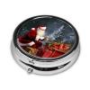 Small Pill Box 3 Compartment Merry Christmas Santa's Gift Pill Box for Pocket or Purse Decorative Metal Pill Organizer Portable Travel Pillbox Round Medicine Vitamin Holder Unique Gift view 3