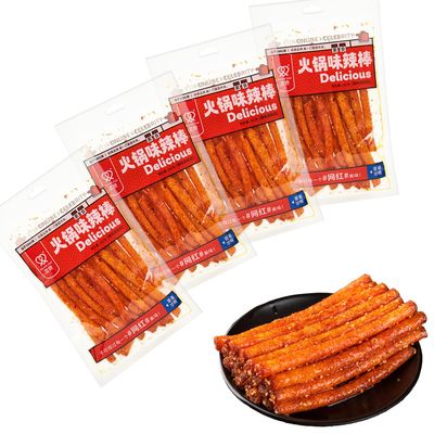 4-pack Latiao Hot Pot Spicy Strips, 100g/3.5oz per pack, Chinese Hot Pot Spicy Sticks, Tiktok Gluten Snacks from China, , , Made of Flour, Chili and Spices