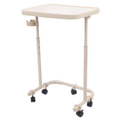 Brrnoo Folding Tiltable Overbed Table, 3 Level Height Adjustment Magnetic Mobile Tabletop Bedside Table for Bedroom Dormitory RV Living Room Beige