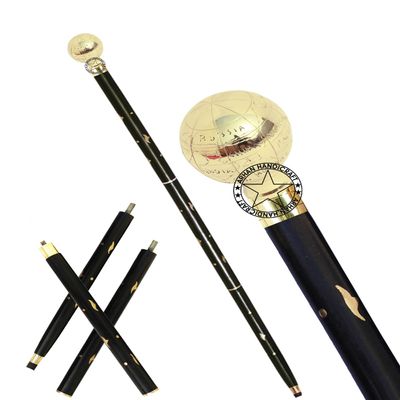 Brass Vintage Walking Cane Wooden Walking Stick Brass Handle Gift for Men & Women Black (GTDJ)