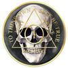 1 Year AA Medallion Skull Black Tri-Plate Sobriety Chip Serenity Prayer Back view 1