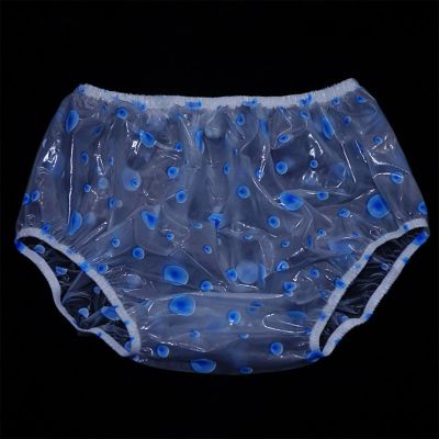 Waterproof Incontinence Underpants Plastic Pants Leak Proof Incontinence UnderwearLoose High Waist Transparent PVC Waterproof Pants Large Size Briefs, Unisex (Blue, XX-Large)