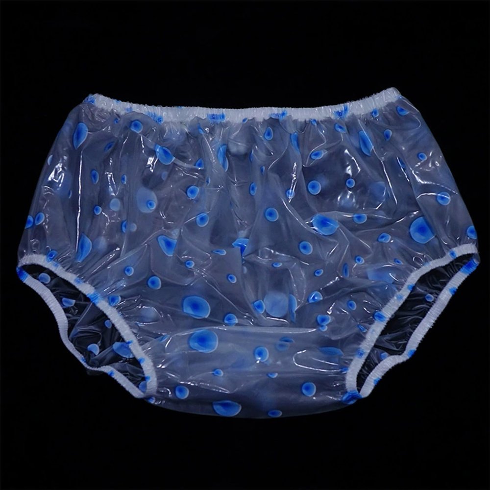 Waterproof Incontinence Underpants Plastic Pants Leak Proof Incontinence UnderwearLoose High Waist Transparent PVC Waterproof Pants Large Size Briefs, Unisex (Blue, XX-Large)